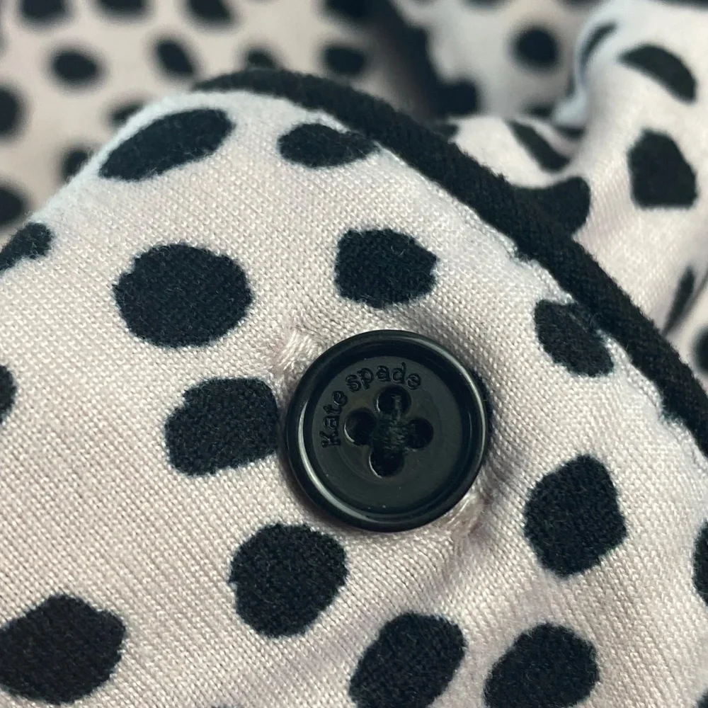 KATE SPADE Blush Pink Black Dots Short Sleeve Long Pant Pajamas Top M/Pant S